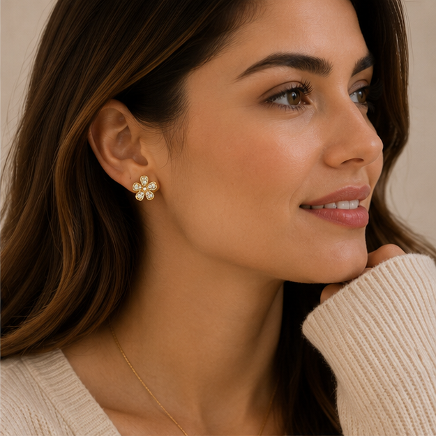 Brinco Flor Cravejada