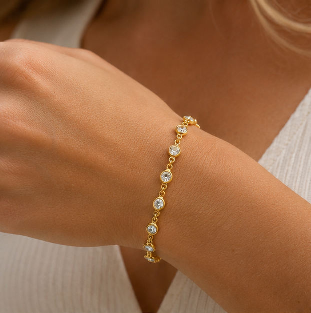 Pulseira Esferas com Banho em Ouro 18k