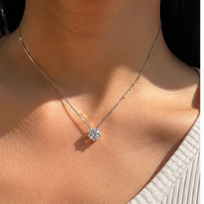 Colar Ponto de Luz Moissanite 1,25 ct Banhado a Ouro Branco