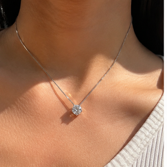 Colar Ponto de Luz Moissanite 1,25 ct Banhado a Ouro Branco
