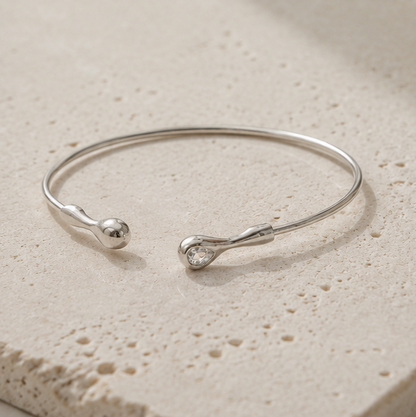 Bracelete Design com Banho em Ródio Branco