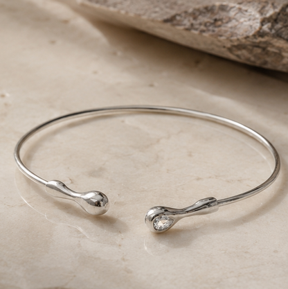 Bracelete Design com Banho em Ródio Branco