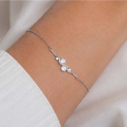 Pulseira Ponto de Luz com Banho em Ródio Branco