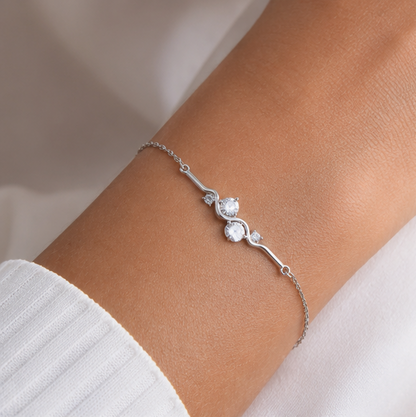 Pulseira Ponto de Luz com Banho em Ródio Branco