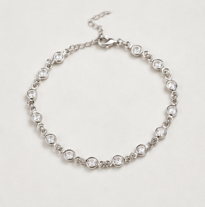 Pulseira Esferas com Banho em Ródio Branco